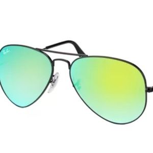 Ray Ban Green Mirrored Aviator Sunglasses